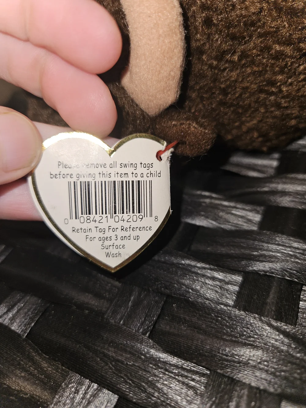 Ty Brown Beanie Baby 'Roam' Plush with Heart Tag